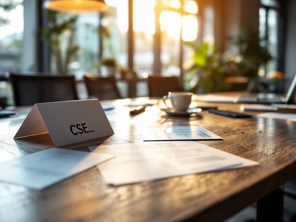 plan CSE feuille pliée sur table en bois